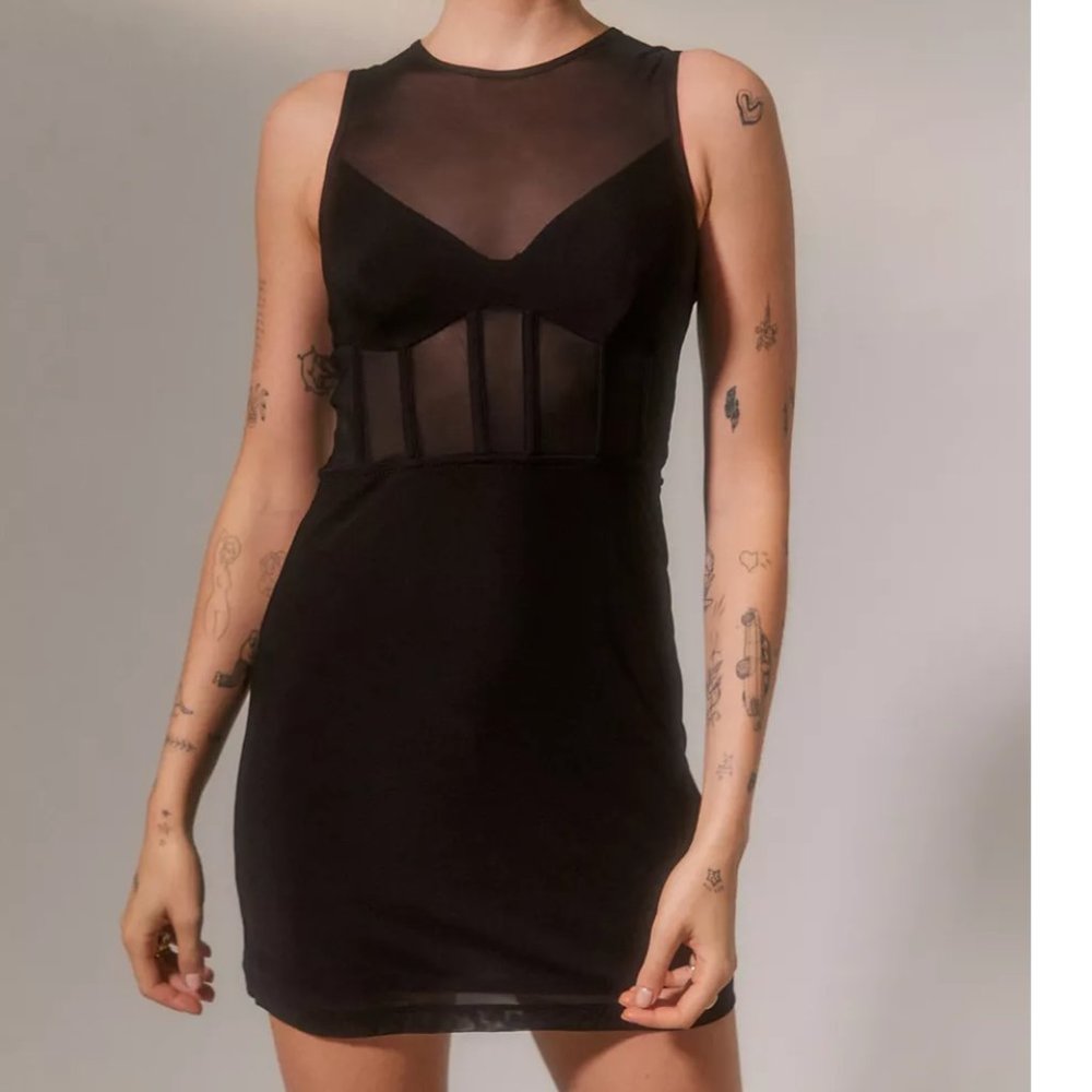 ⭐️ Neomi Semi-Sheer Corset Boho Peasant Hipster Classy Romantic Chic Mini Dress